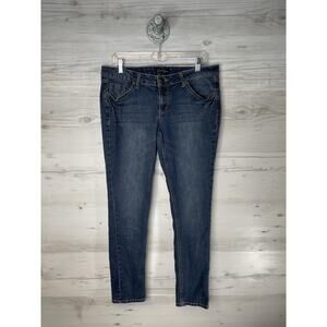 Earl Jean Jeans Womens 15 Blue Denim Skinny Stretch Medium Wash Juniors‎ Zip Fly